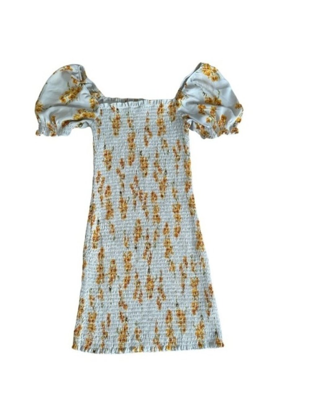 Trixxi Floral Mini Dress Sunflower Orange Feminine Bodycon Smocked Junior Size M